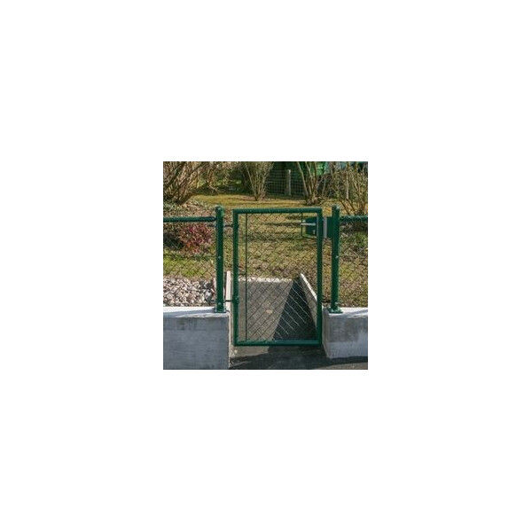 Rohrrahmentür 1-flüglig, grün H 80 x B 100 cm mit Bodenplatte und Zylinderaussparung für KABA, Öffnung rechts auswärts DIN rechts